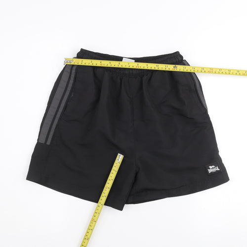 Lonsdale Boys Black Athletic Sports Shorts 13 Years Polyester Quick Dry