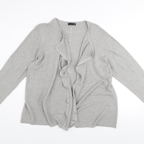 TR Women Grey Size 24 Ruffle Open Cardigan Jumper Cotton Blend