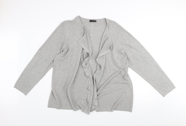 TR Women Grey Size 24 Ruffle Open Cardigan Jumper Cotton Blend