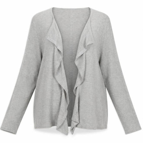 TR Women Grey Size 24 Ruffle Open Cardigan Jumper Cotton Blend