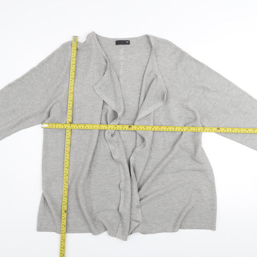 TR Women Grey Size 24 Ruffle Open Cardigan Jumper Cotton Blend