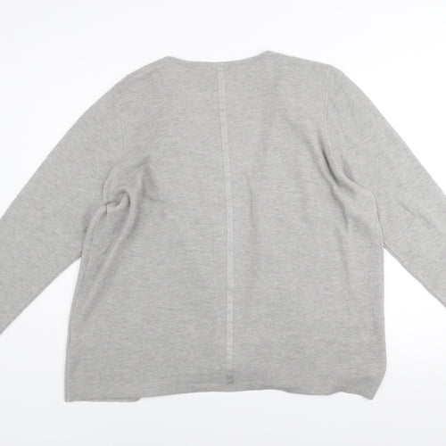 TR Women Grey Size 24 Ruffle Open Cardigan Jumper Cotton Blend