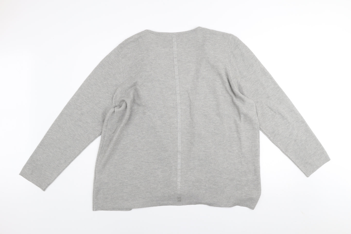TR Women Grey Size 24 Ruffle Open Cardigan Jumper Cotton Blend