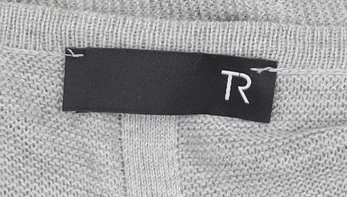 TR Women Grey Size 24 Ruffle Open Cardigan Jumper Cotton Blend