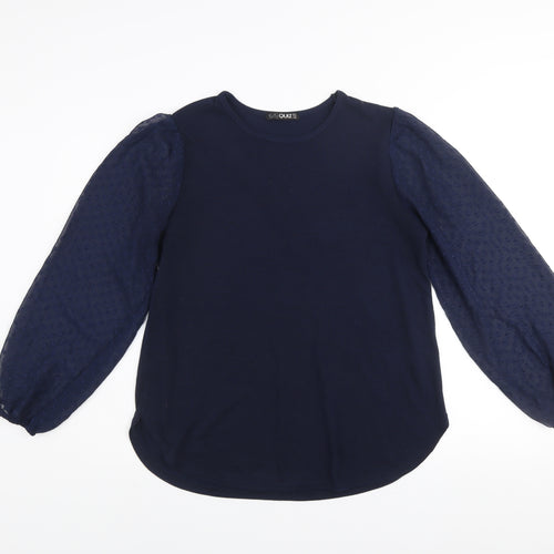 Quiz Womens Blue Puff Sleeve Long Sleeve Blouse Size 12