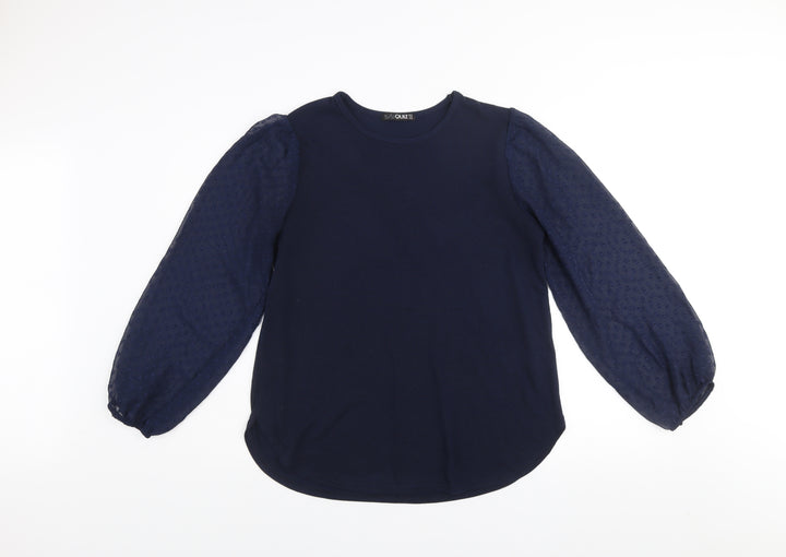 Quiz Womens Blue Puff Sleeve Long Sleeve Blouse Size 12