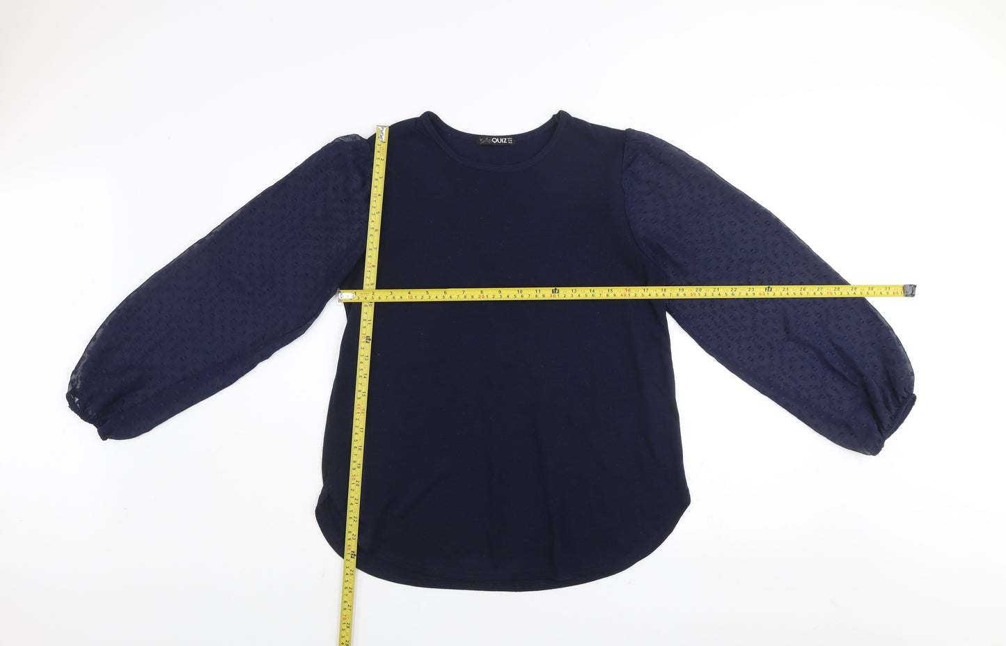 Quiz Womens Blue Puff Sleeve Long Sleeve Blouse Size 12