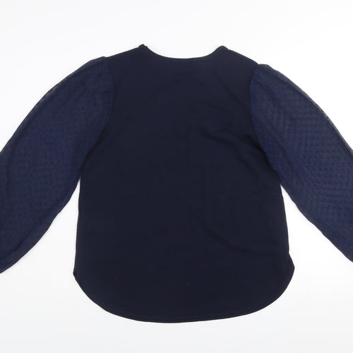 Quiz Womens Blue Puff Sleeve Long Sleeve Blouse Size 12