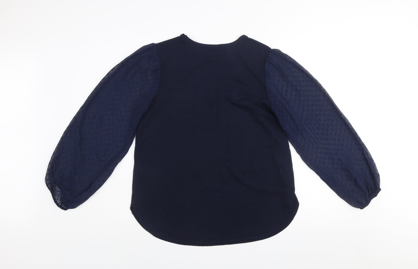 Quiz Womens Blue Puff Sleeve Long Sleeve Blouse Size 12