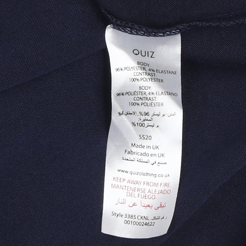 Quiz Womens Blue Puff Sleeve Long Sleeve Blouse Size 12
