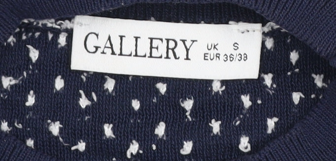 Gallery Women Blue Striped Knit 3/4 Sleeve Crew Neck Blouse Size S