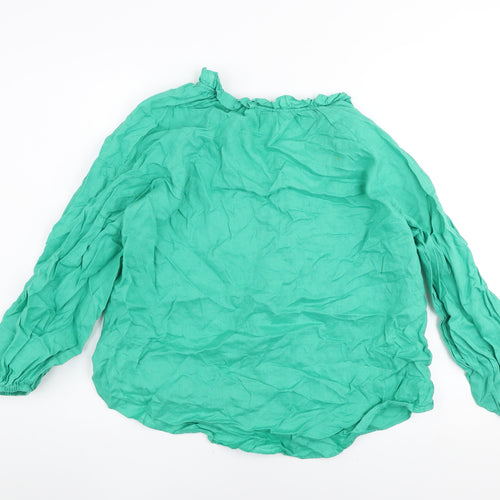 Monsoon Women’s Green Linen Long Sleeve Button Blouse Size M