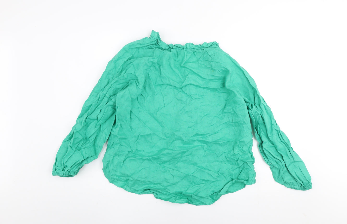 Monsoon Women’s Green Linen Long Sleeve Button Blouse Size M