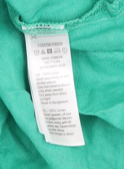 Monsoon Women’s Green Linen Long Sleeve Button Blouse Size M