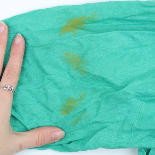 Monsoon Women’s Green Linen Long Sleeve Button Blouse Size M