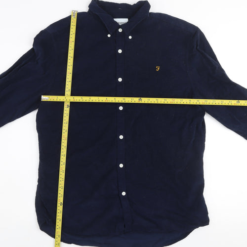Farah Men's Blue Corduroy Slim Fit Long Sleeve Button-Up Shirt Size XL