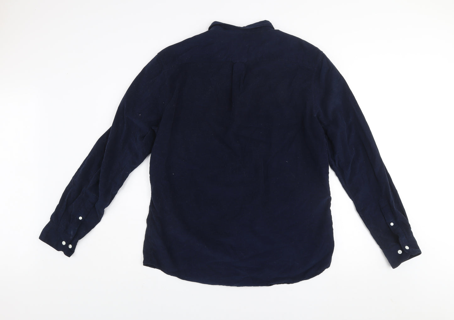Farah Men's Blue Corduroy Slim Fit Long Sleeve Button-Up Shirt Size XL