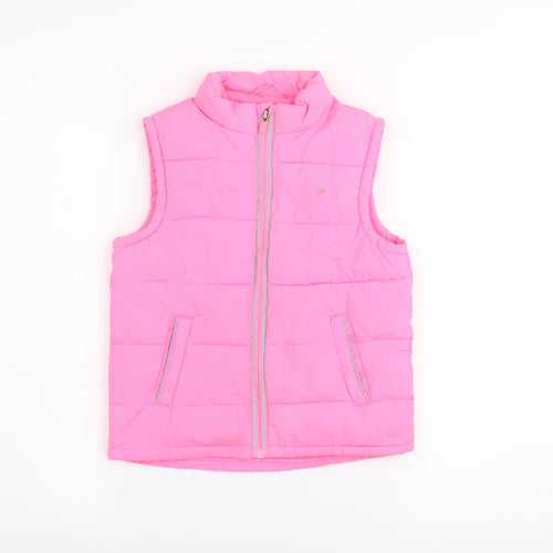 Girls Active Pink Quilted Puffer Waistcoat 7-8 Years Polyester Zip Vest