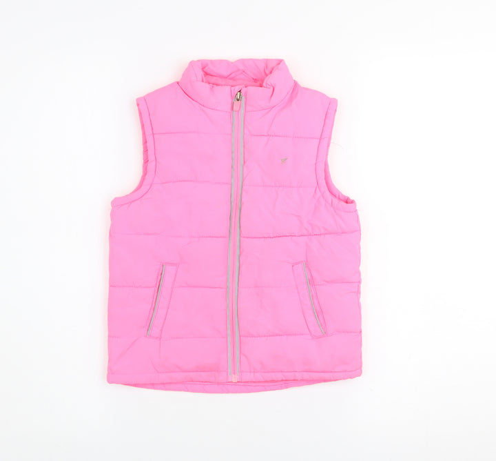 Girls Active Pink Quilted Puffer Waistcoat 7-8 Years Polyester Zip Vest