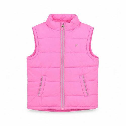Girls Active Pink Quilted Puffer Waistcoat 7-8 Years Polyester Zip Vest