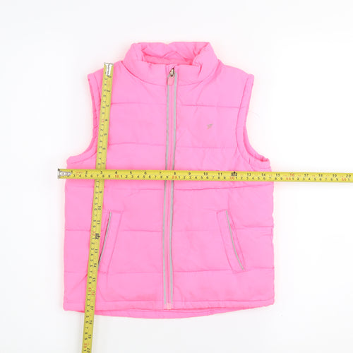 Girls Active Pink Quilted Puffer Waistcoat 7-8 Years Polyester Zip Vest