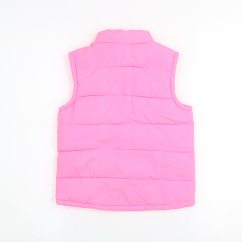 Girls Active Pink Quilted Puffer Waistcoat 7-8 Years Polyester Zip Vest