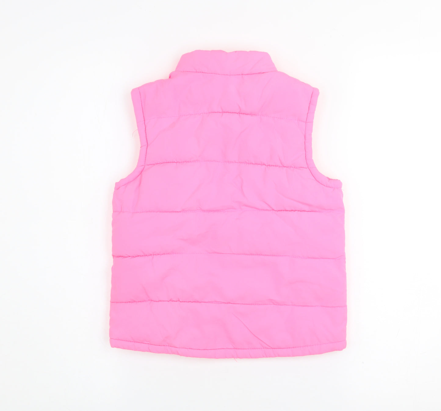 Girls Active Pink Quilted Puffer Waistcoat 7-8 Years Polyester Zip Vest