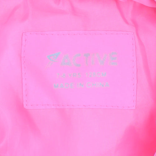 Girls Active Pink Quilted Puffer Waistcoat 7-8 Years Polyester Zip Vest