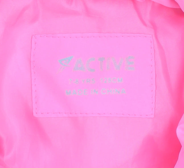 Girls Active Pink Quilted Puffer Waistcoat 7-8 Years Polyester Zip Vest