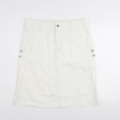 Lee Cooper Women's White Cotton Cargo Knee Length Skirt Size 12