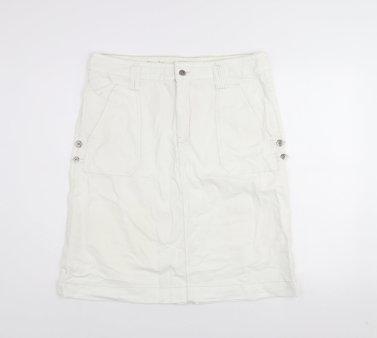 Lee Cooper Women's White Cotton Cargo Knee Length Skirt Size 12