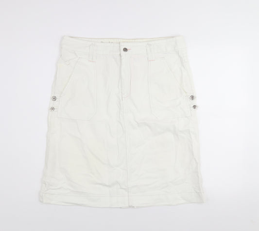 Lee Cooper Women's White Cotton Cargo Knee Length Skirt Size 12