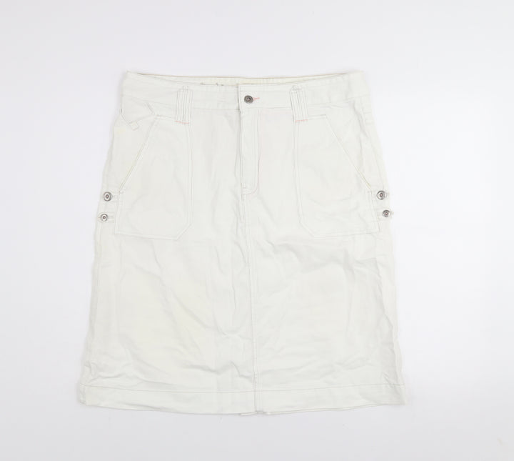 Lee Cooper Women's White Cotton Cargo Knee Length Skirt Size 12