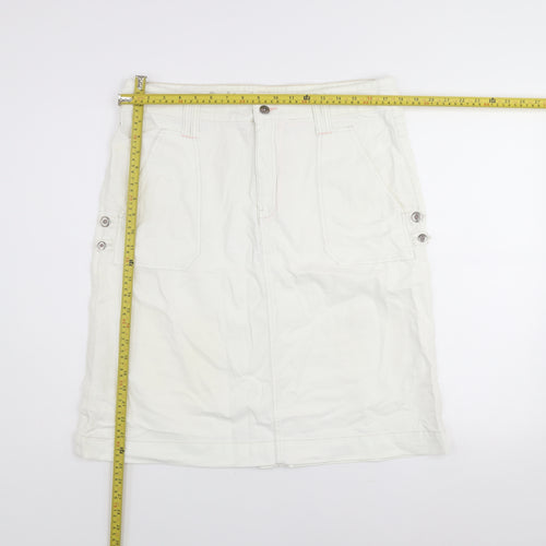 Lee Cooper Women's White Cotton Cargo Knee Length Skirt Size 12