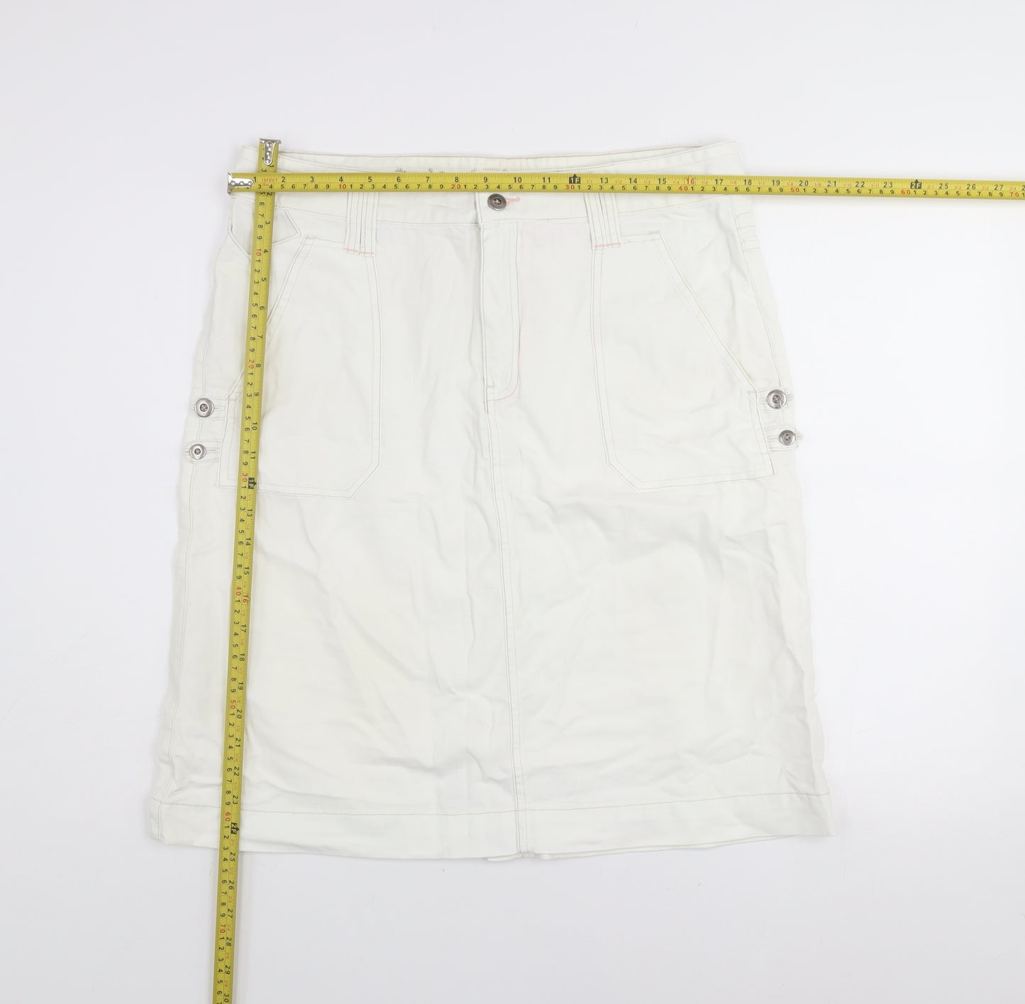 Lee Cooper Women's White Cotton Cargo Knee Length Skirt Size 12