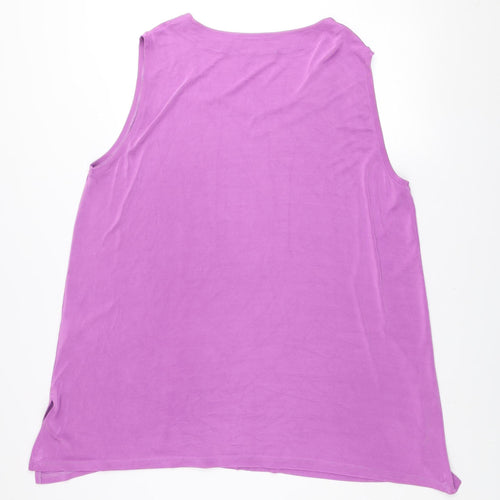 Ulla Popken Women Purple Plus Size 28/30 Sleeveless Tank Dress