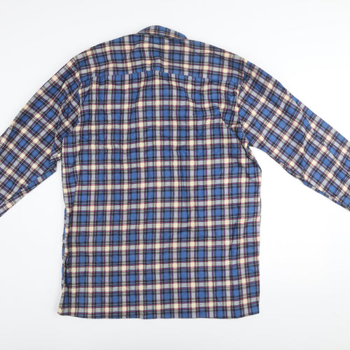 Focus Collection Men's Blue Checked Flannel Long Sleeve Shirt XL