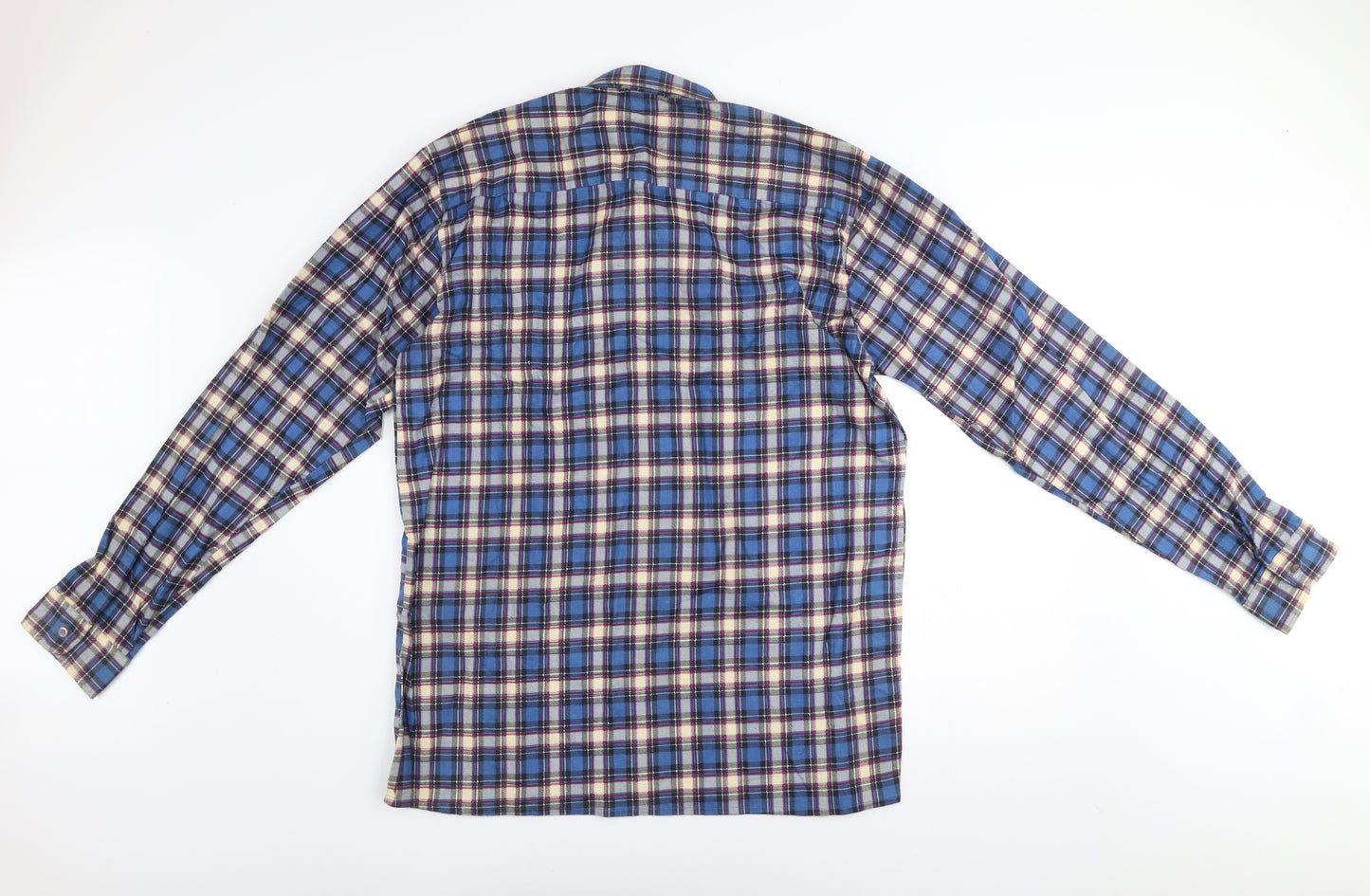 Focus Collection Men's Blue Checked Flannel Long Sleeve Shirt XL