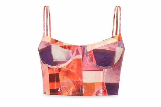 Front view of PRETTYLITTLETHING women’s multicoloured mesh camisole top uk 12