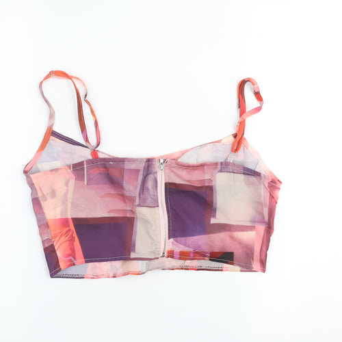 PrettyLittleThing Womens Multicoloured Mesh Camisole Top UK 12