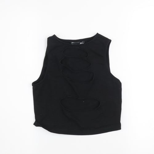 ASOS DESIGN Women's Black Cropped Cut-Out Tank Top Size 10