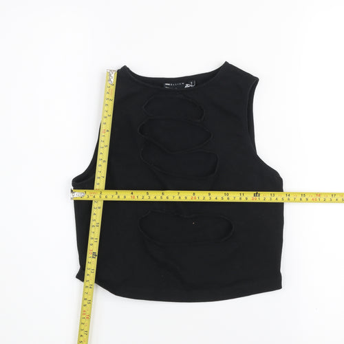 ASOS DESIGN Women's Black Cropped Cut-Out Tank Top Size 10