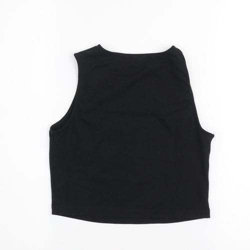 ASOS DESIGN Women's Black Cropped Cut-Out Tank Top Size 10