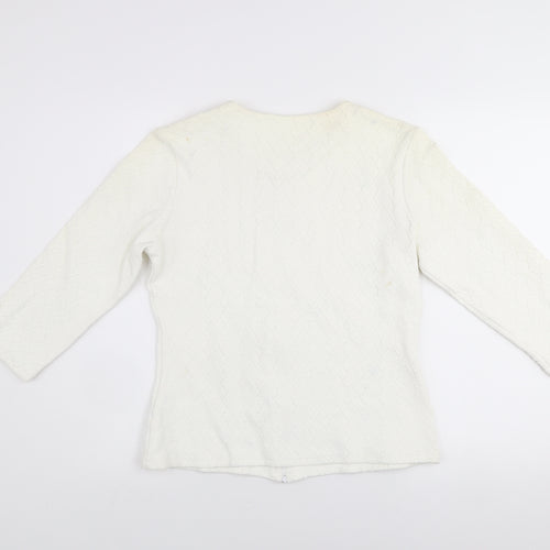 Rayure Paris Women’s Ivory Short Jacket Size 14 Button Zip Classic Style