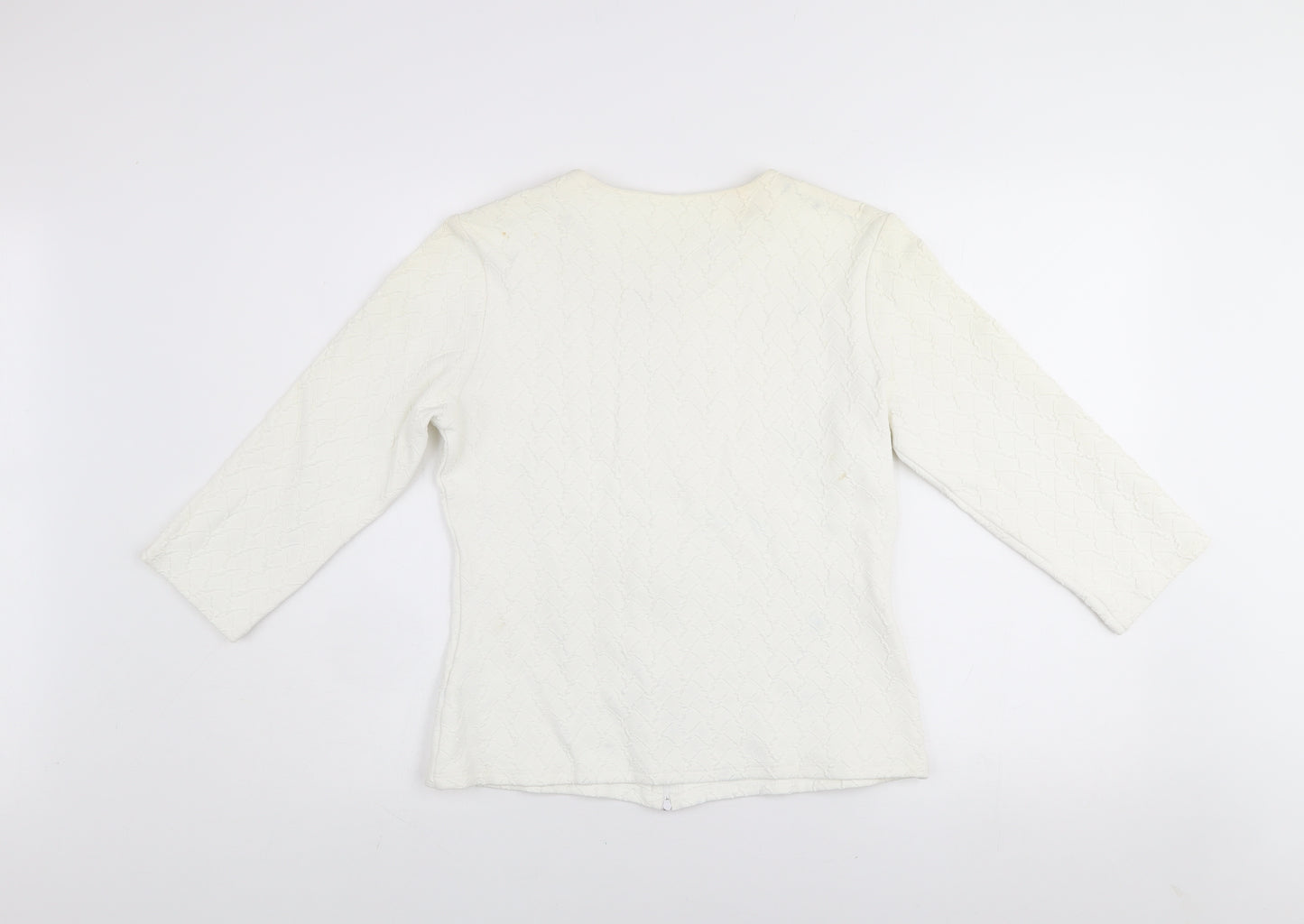 Rayure Paris Women’s Ivory Short Jacket Size 14 Button Zip Classic Style