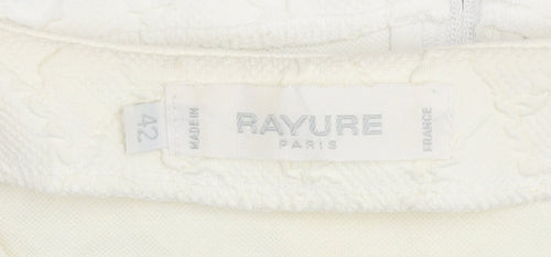 Rayure Paris Women’s Ivory Short Jacket Size 14 Button Zip Classic Style
