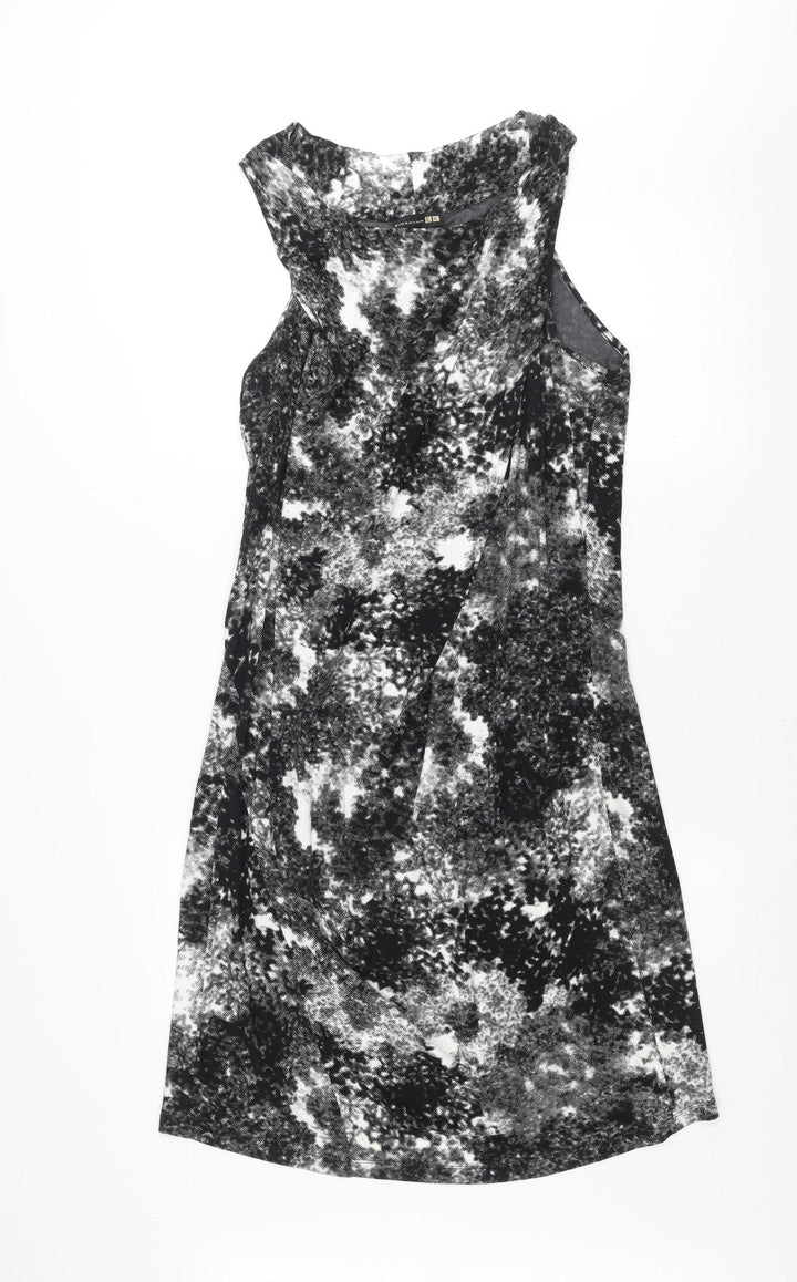 Eva Kayan Women's Black Geometric Bodycon Sleeveless Dress Size 16