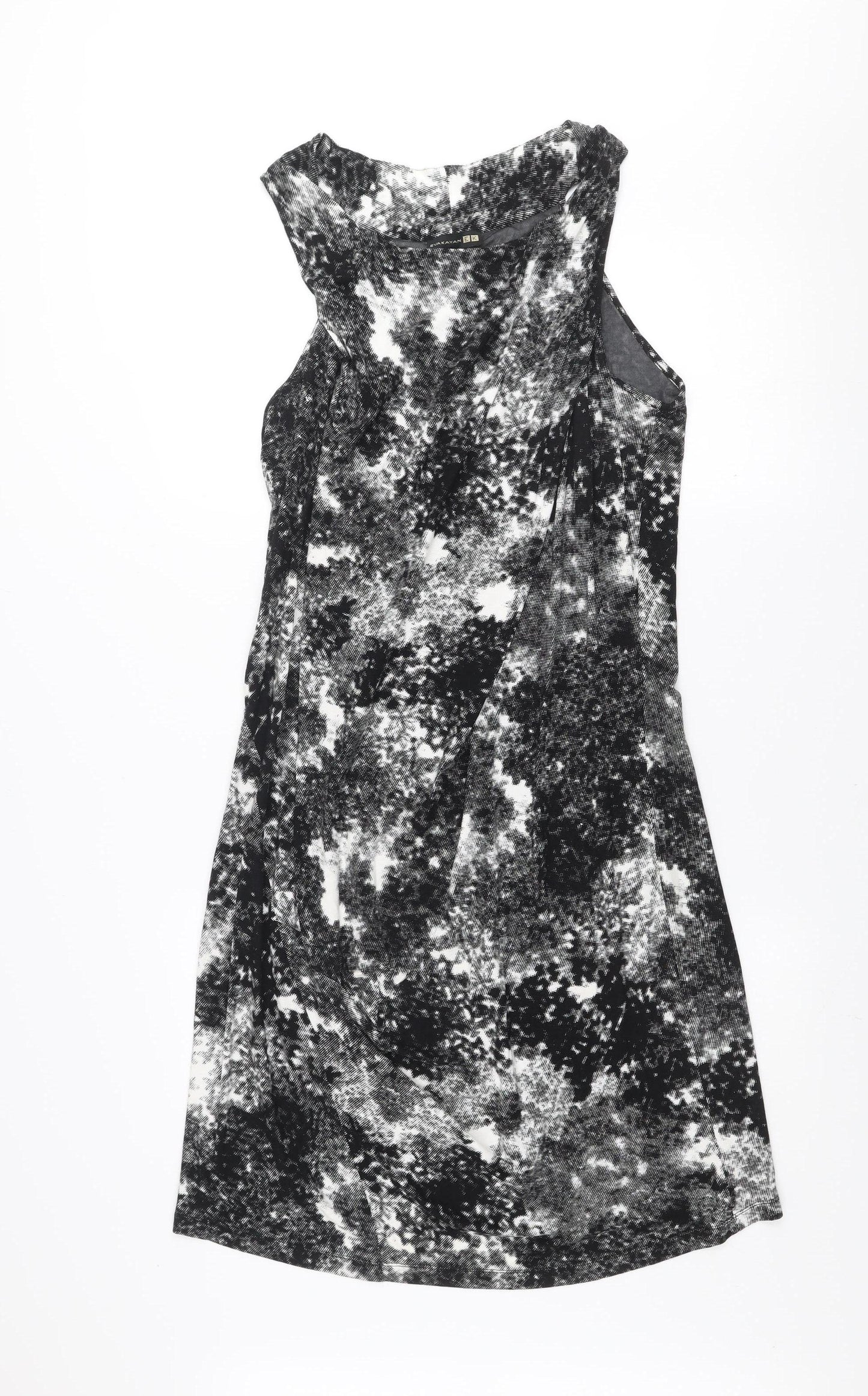 Eva Kayan Women's Black Geometric Bodycon Sleeveless Dress Size 16