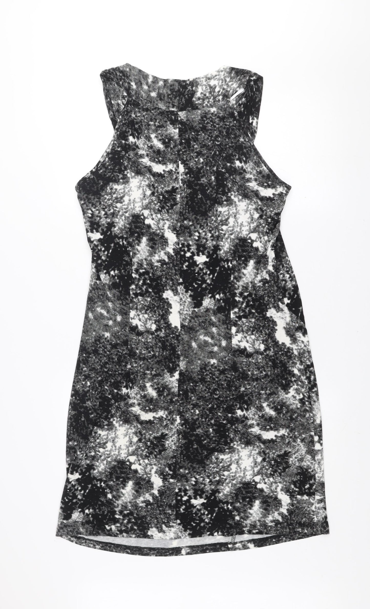 Eva Kayan Women's Black Geometric Bodycon Sleeveless Dress Size 16