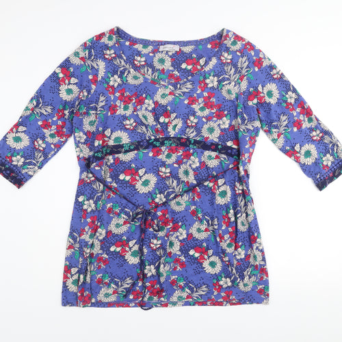 Marks and Spencer Per Una Weekend Blue Floral Cotton Wrap Dress Women’s Size 16